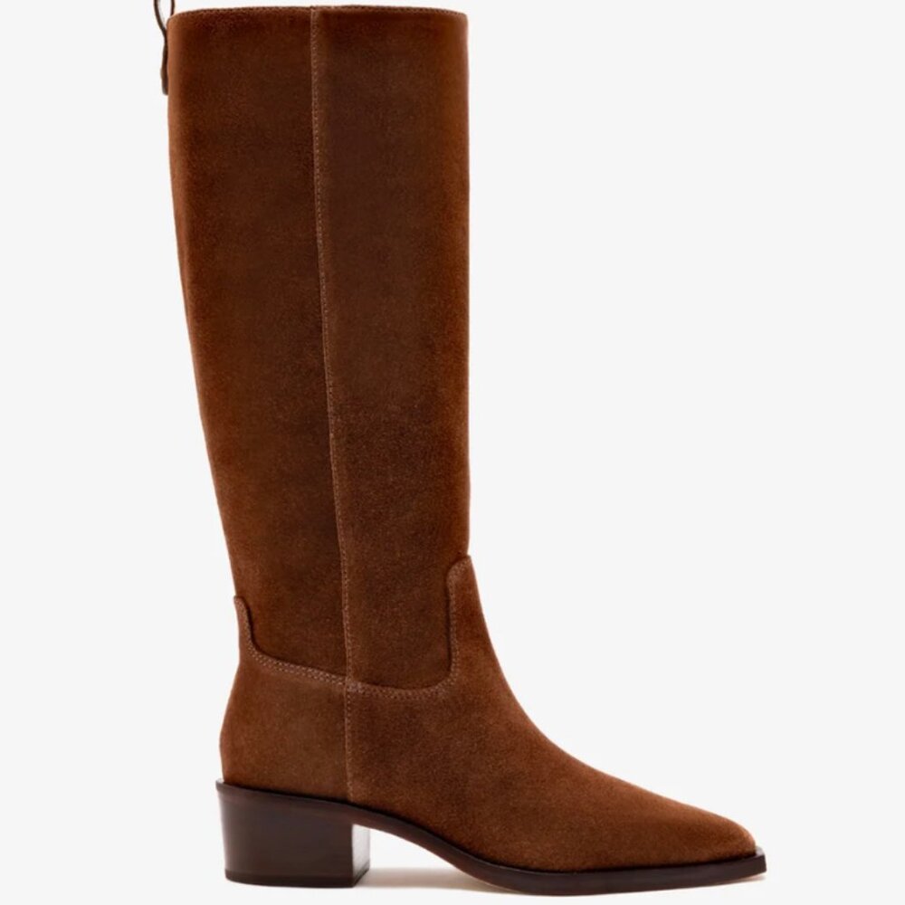 Larroude Brown Suede Knee-High Heeled Boots